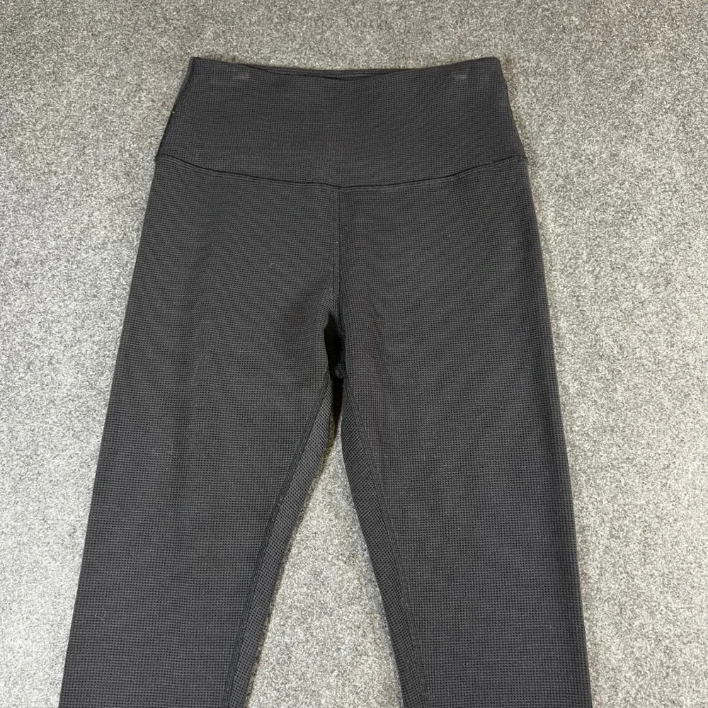 Alo Yoga High Waist Waffle Knit Leggings Charcoal Grey Tencel Blend Womens Small